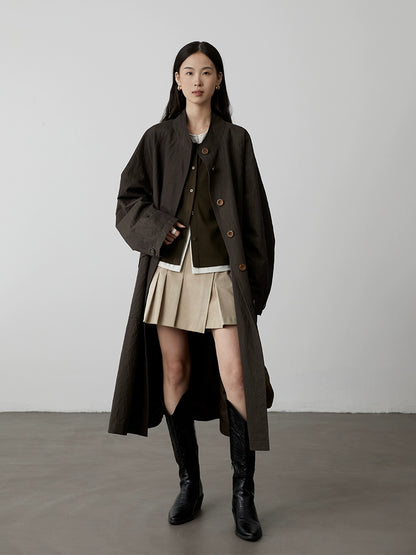 [Pliegues de cuero] Falda corta plisada de gamuza de cintura alta y versátil de CAREMIND, falda de palabra A que cubre la cadera y que parece delgada para hombres pequeños 