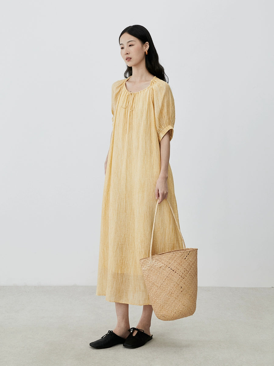 [Jinzhan Yellow] CAREMIND Vestido amarillo premium Hermoso más allá de la película Falda de manga corta Vestido largo francés Verano 