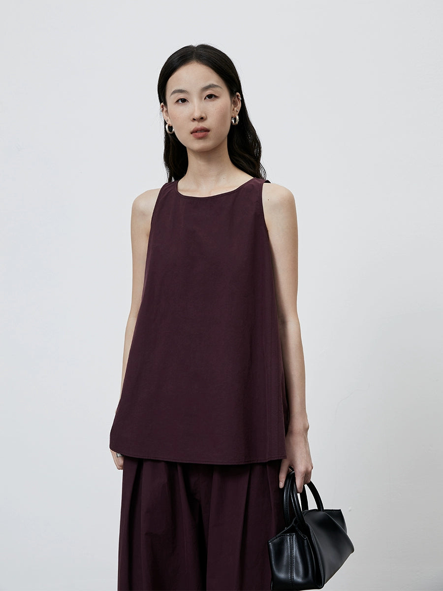 [Soda au raisin] Ensemble violet foncé CAREMIND, gilet sans manches, pantalon large à cordon réglable, ensemble deux pièces