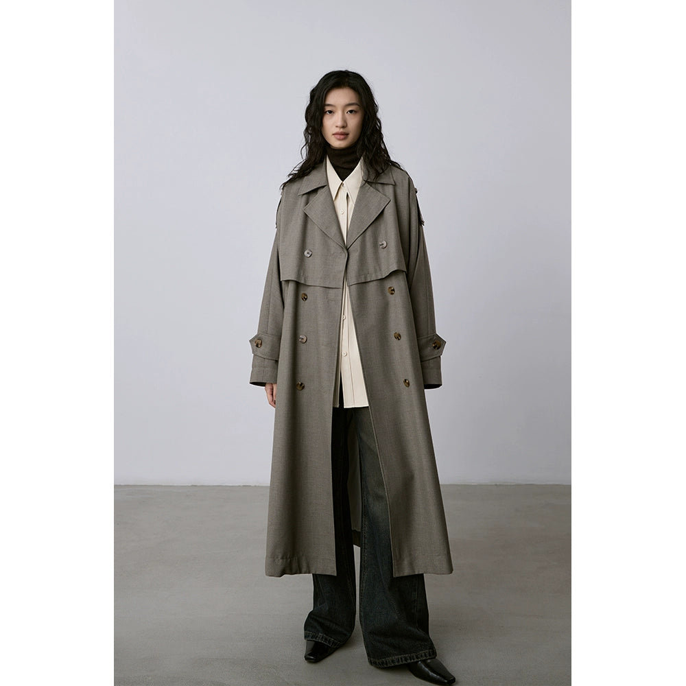 [Oferta especial por tiempo limitado] Gabardina verde mediana y larga, abrigo clásico de solapa cruzada, el abrigo de estilo británico es popular este año 