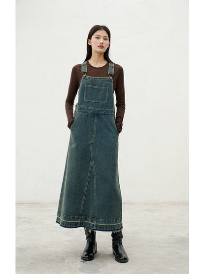 [Offre spéciale à durée limitée] Jupe à bretelles en jean rétro au design original, nouvelle jupe fine à extrémités fendues, petite, moyenne et longue
