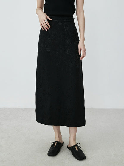 Falda de cintura alta de satén de acetato de CAREMIND para mujer, falda de un solo paso con estampado oscuro, ligera, de lujo, de verano, versátil, para industria pesada 