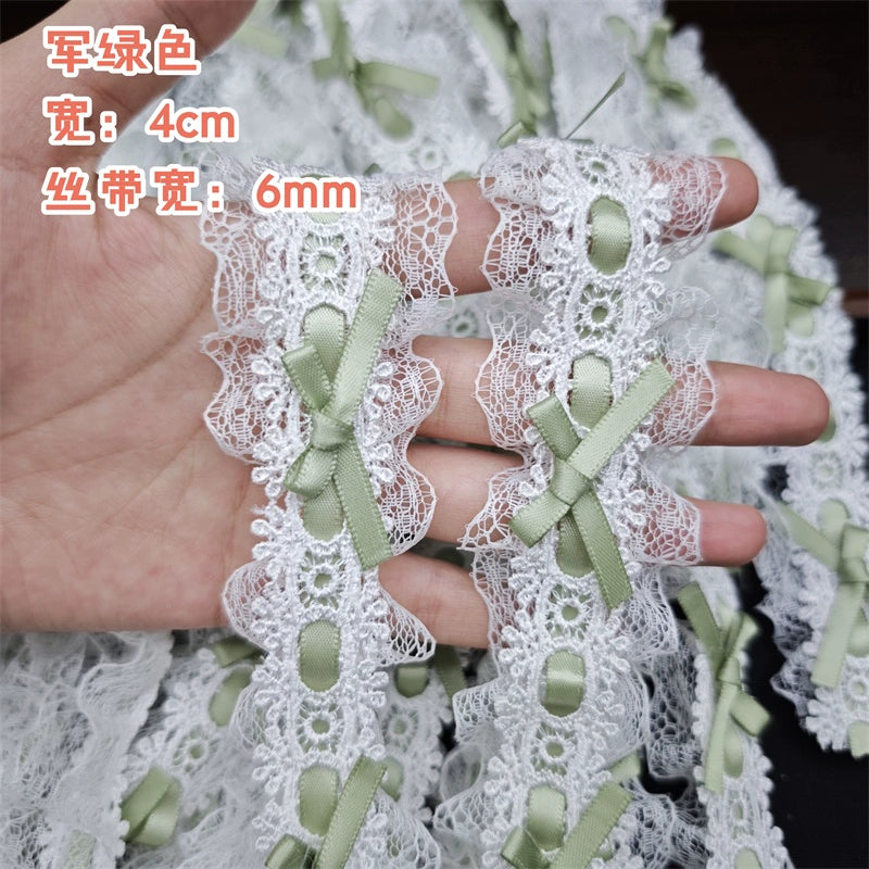 Cinturón de lolita plisado con lazo de encaje de 4 cm de ancho, 3549★, para manualidades, accesorios de encaje, bolsa para ropa, materiales hechos a mano