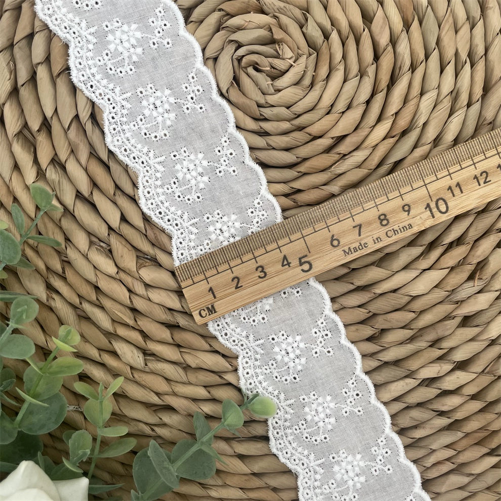 3797 Tela de algodón puro de alta calidad con borde hueco y encaje ondulado, ropa de muñeca DIY, falda, ropa, empalme, accesorios para el hogar