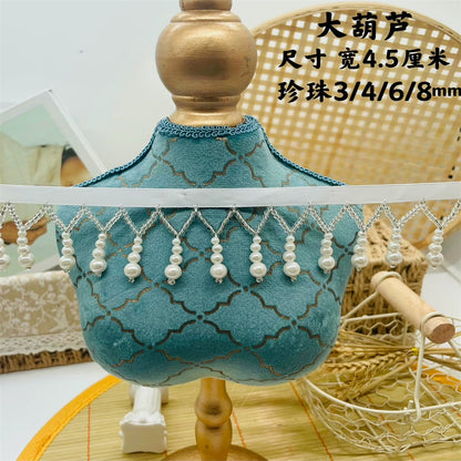 3727 Una variedad de cuentas, encaje con flecos, accesorios colgantes de calabaza de perla Hanfu, accesorios de ropa de falda, correas de cortina de cuentas de bricolaje