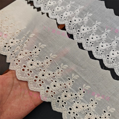 Accesorios de encaje bordado de algodón de 11 cm de ancho, hechos a mano, para faldas, escotes, cortinas, ropa de cama, materiales de decoración, 3782