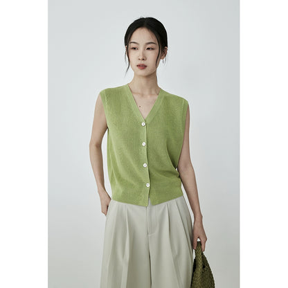 [Summer Partner] CAREMIND four-color sleeveless V-neck breathable knitted vest, thin outer wear vest