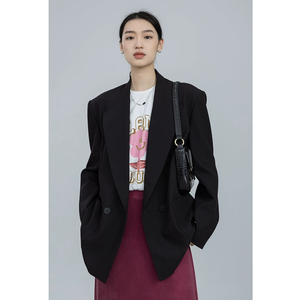 CAREMIND [Doublure vanille] Blazer blanc original et simple pour l'automne, nouveau costume haut