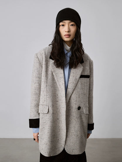 [Offre spéciale à durée limitée] Blazer à épissure de couleur contrastante CAREMIND pour femme, haut de costume décontracté en sel