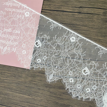 Tela de encaje con pestañas unilaterales, 3773 cm de ancho y 21 cm de ancho, ideal para manualidades, ropa, mangas, faldas, decoración textil para el hogar.