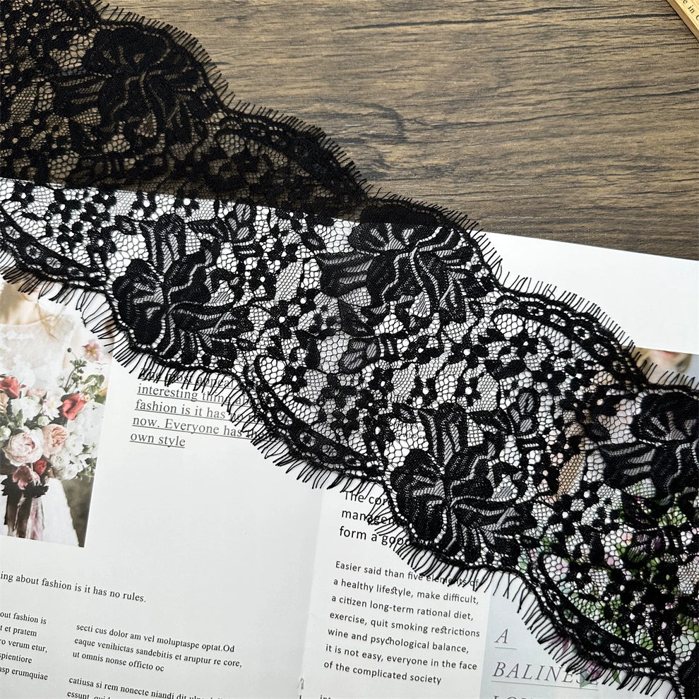Tela de encaje de pestañas exquisita de 15 cm de ancho, accesorios de ropa hechos a mano, materiales para cortinas de faldas.