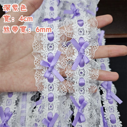 Cinturón de lolita plisado con lazo de encaje de 4 cm de ancho, 3549★, para manualidades, accesorios de encaje, bolsa para ropa, materiales hechos a mano