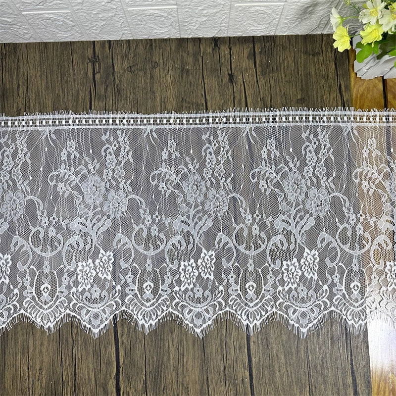 3768 Ancho 35CM Malla unilateral Encaje Flor Borde de pestañas Ropa Vestido de novia Ropa de cama para el hogar Decoración Material de empalme