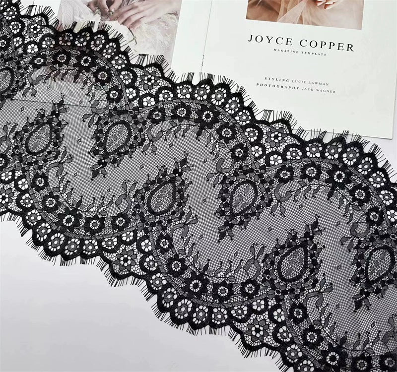 Accesorios de encaje de pestañas de alta calidad, 3767 anchos de 26 cm, hechos a mano, bordados de buena calidad para ropa, decoración de bodas, tela