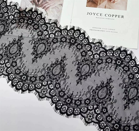 Accesorios de encaje de pestañas de alta calidad, 3767 anchos de 26 cm, hechos a mano, bordados de buena calidad para ropa, decoración de bodas, tela