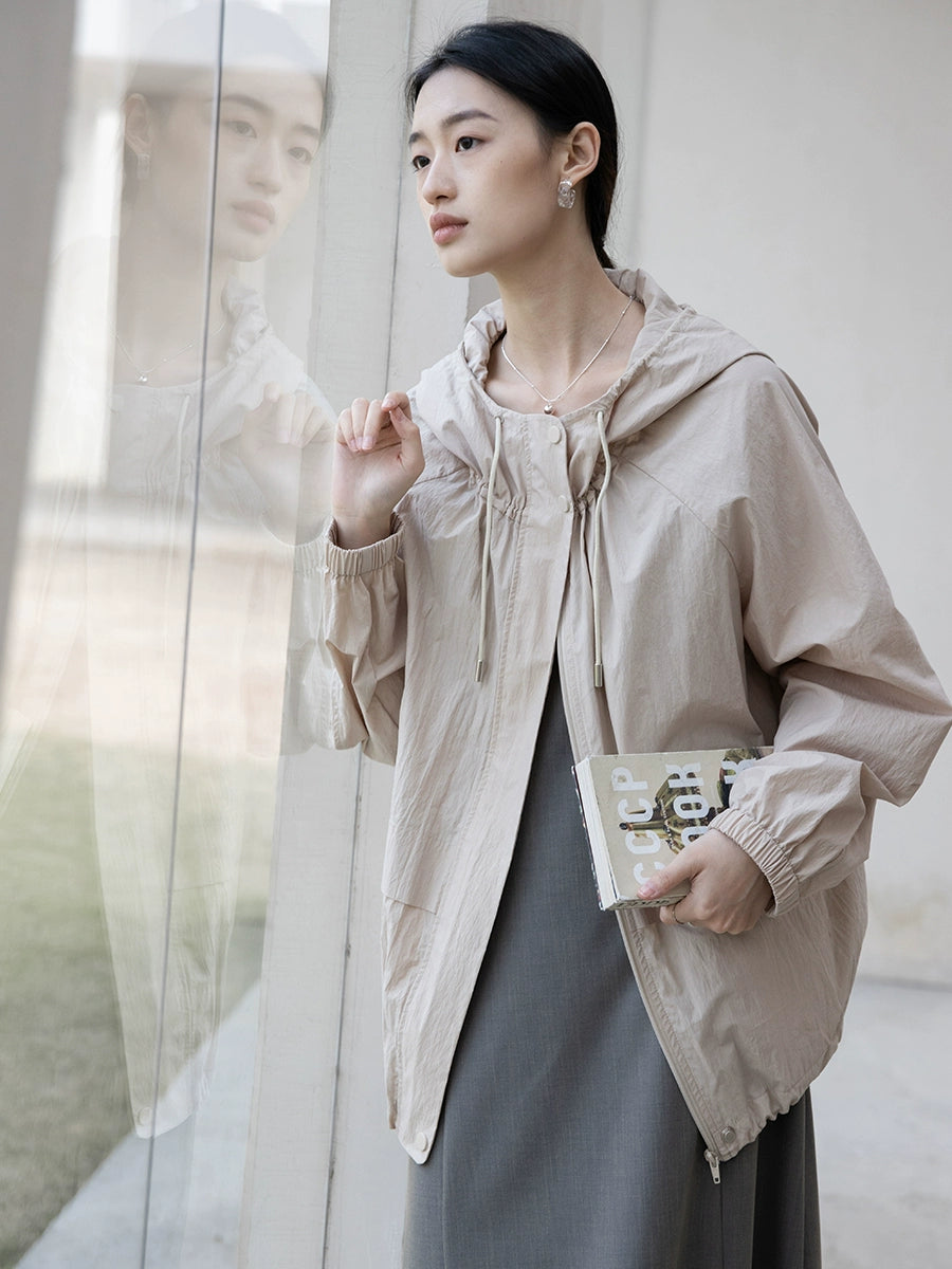 [Oferta por tiempo limitado] Chaqueta con capucha y cordón suelto CAREMIND, nueva chaqueta informal holgada de manga larga para mujer 