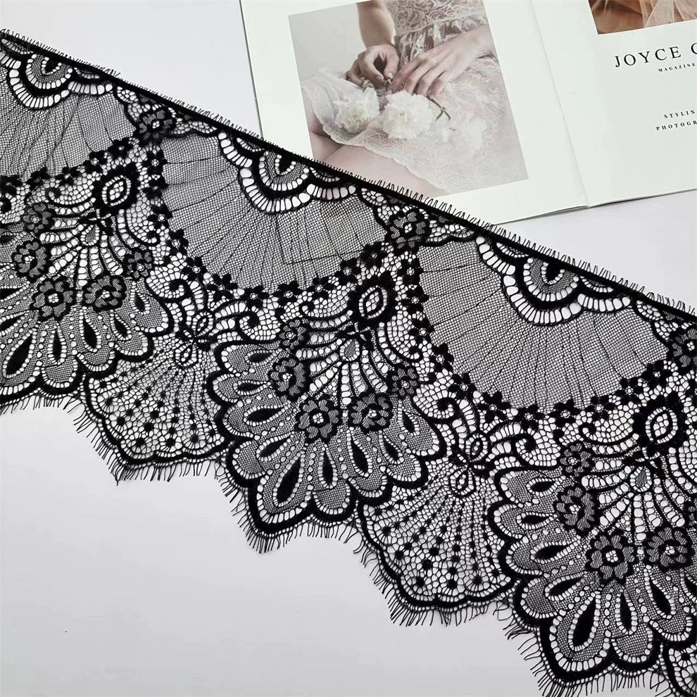 3743 Ancho 25 cm, encaje de pestañas unilateral retro, vestido alargado empalme velo de novia accesorios de vestir