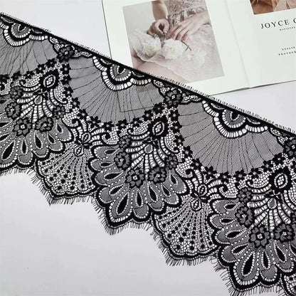 3743 Ancho 25 cm, encaje de pestañas unilateral retro, vestido alargado empalme velo de novia accesorios de vestir