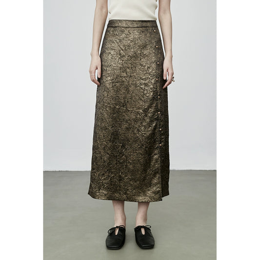 Jupe plissée marron à volants, design de niche français CAREMIND, jupe droite taille haute pour enfants