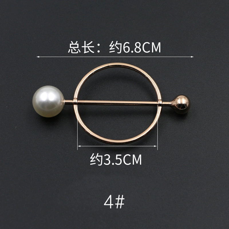 3529★ Versión coreana de moda con hebilla de anillo de metal, hebilla de alfiler de perla, abrigo, chaqueta, suéter, bufanda, accesorios, hebilla decorativa, hebilla de cinturón