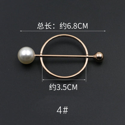 3529★ Versión coreana de moda con hebilla de anillo de metal, hebilla de alfiler de perla, abrigo, chaqueta, suéter, bufanda, accesorios, hebilla decorativa, hebilla de cinturón