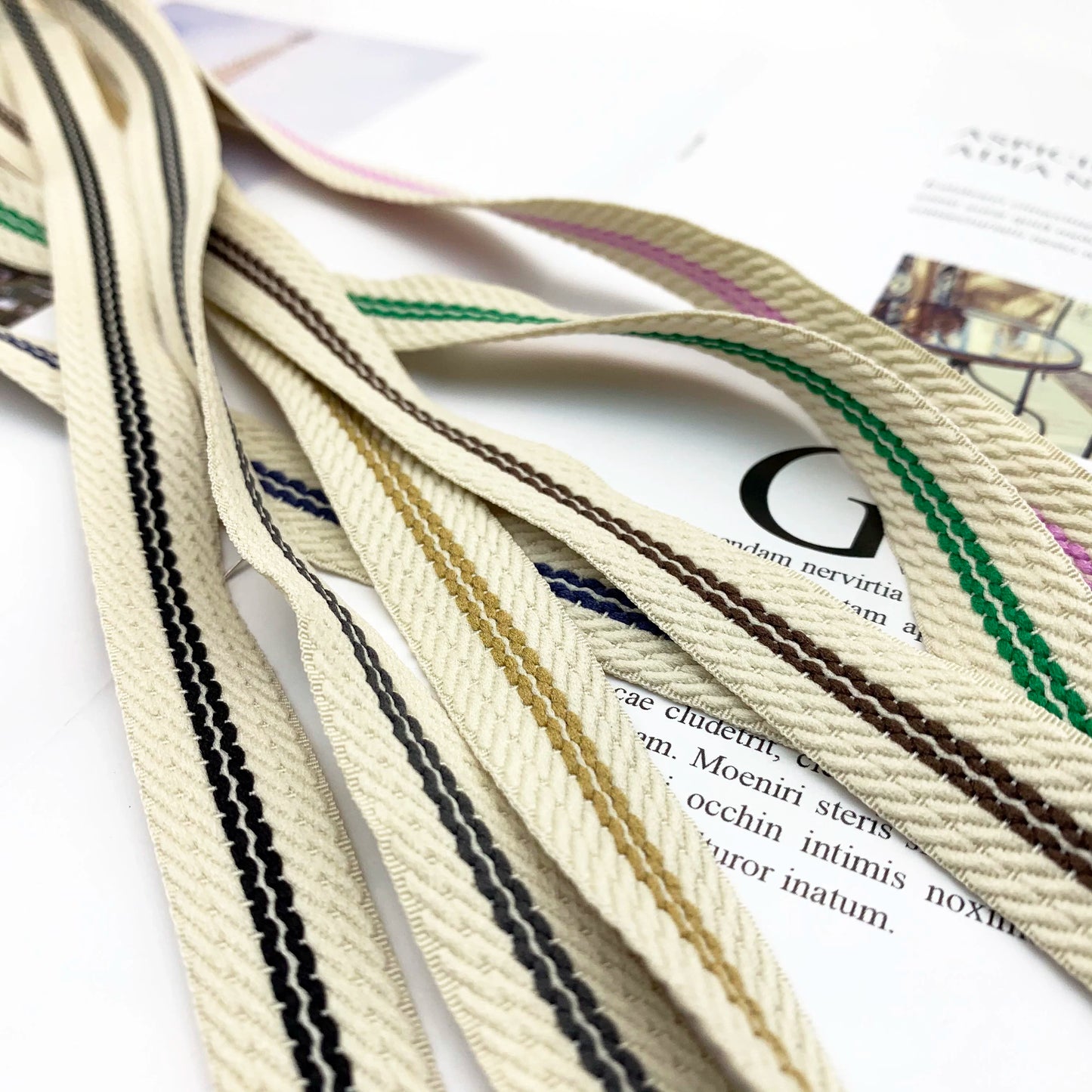 Tira de cinta jacquard a rayas de 1,5 cm, color 3856, para ribete, para ropa, con abalorios, para textiles del hogar, accesorios de vestir