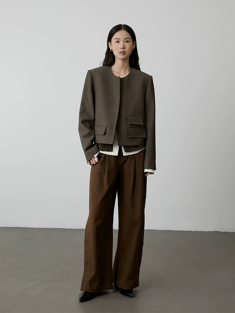 Pantalones vaqueros holgados y delgados de pierna ancha de color café retro de CAREMIND, pantalones casuales largos y rectos de cintura alta estilo dinero antiguo 