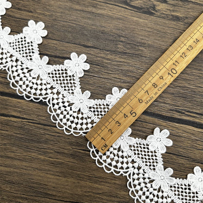 3666 Encaje soluble en agua de seda de leche con flores blancas, para decoración de cortinas, material de costura para empalmes, accesorios de bricolaje