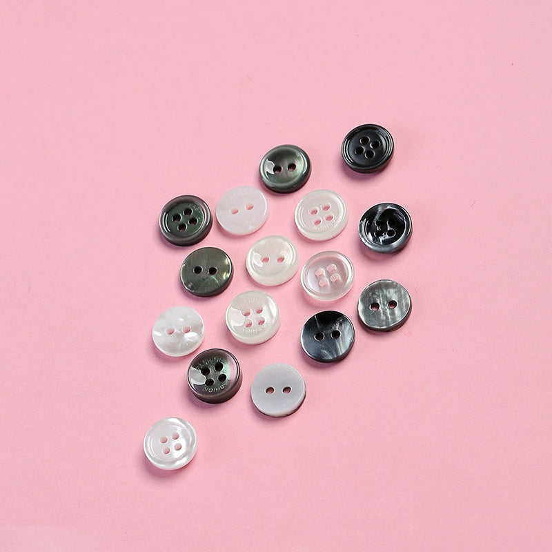 3354★  Shirt Buttons White Black Men's Round Cardigan Chiffon Shirt Top Cuffs Pearlescent Buttons Resin Buttons