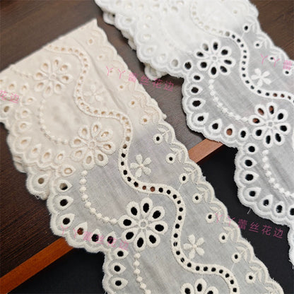 Tela de encaje europeo con bordado de algodón puro, 3801 cm de ancho y 9 cm de ancho, ideal para faldas, sofás, cortinas y empalmes.