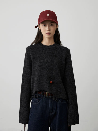 [Suéter gitano] Suéter con flecos y notas musicales elegantes de nicho de CAREMIND, nuevo suéter corto de punto 