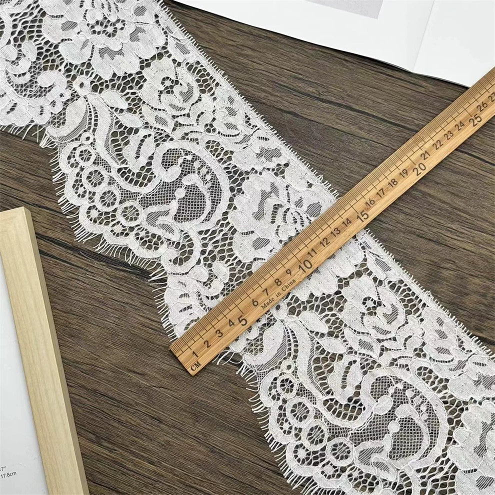 3757 Línea de hueso unilateral de alta calidad, encaje de pestañas, vestido de novia DIY, accesorios de empalme de decoración del hogar, ancho 15 CM