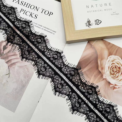 3760 Exquisito tul de exportación de borde simple y doble, accesorios de encaje para pestañas, ropa de bricolaje, cuello, borde, falda, manga, material