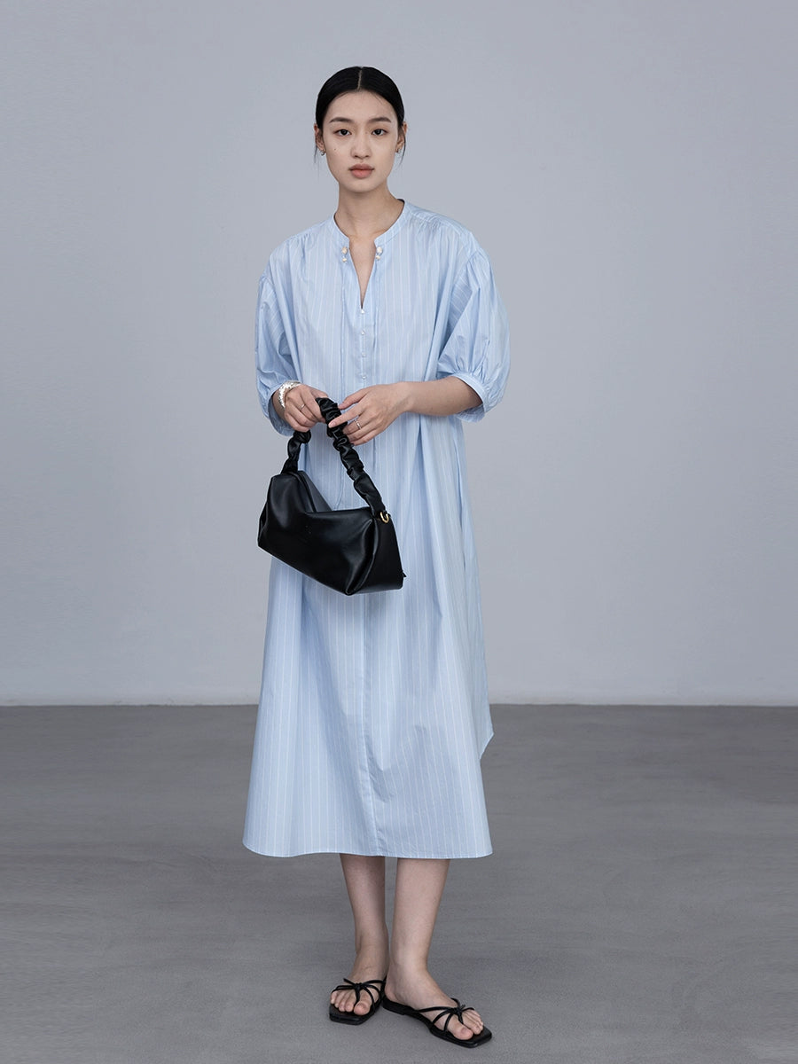 [Oferta por tiempo limitado] Vestido de manga farol, suelto y fresco, con temperamento largo, con cordones, diseño original, para ir al trabajo 