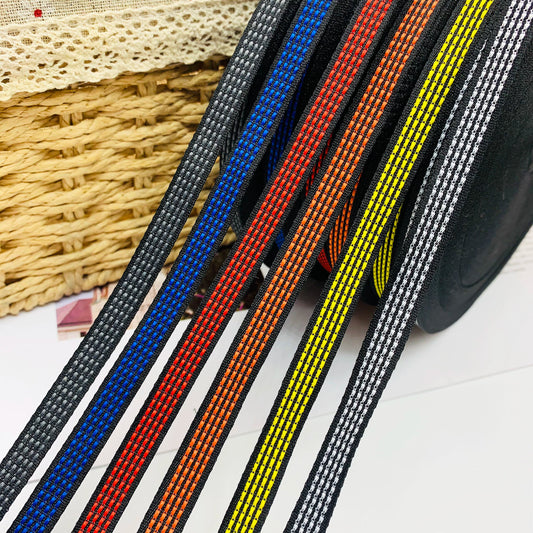 Cinta de punto de salto de 1 cm con rayas de color, cinta de ribete para ropa, cinta de prensado para bordes, cinta de jacquard, accesorios para ropa