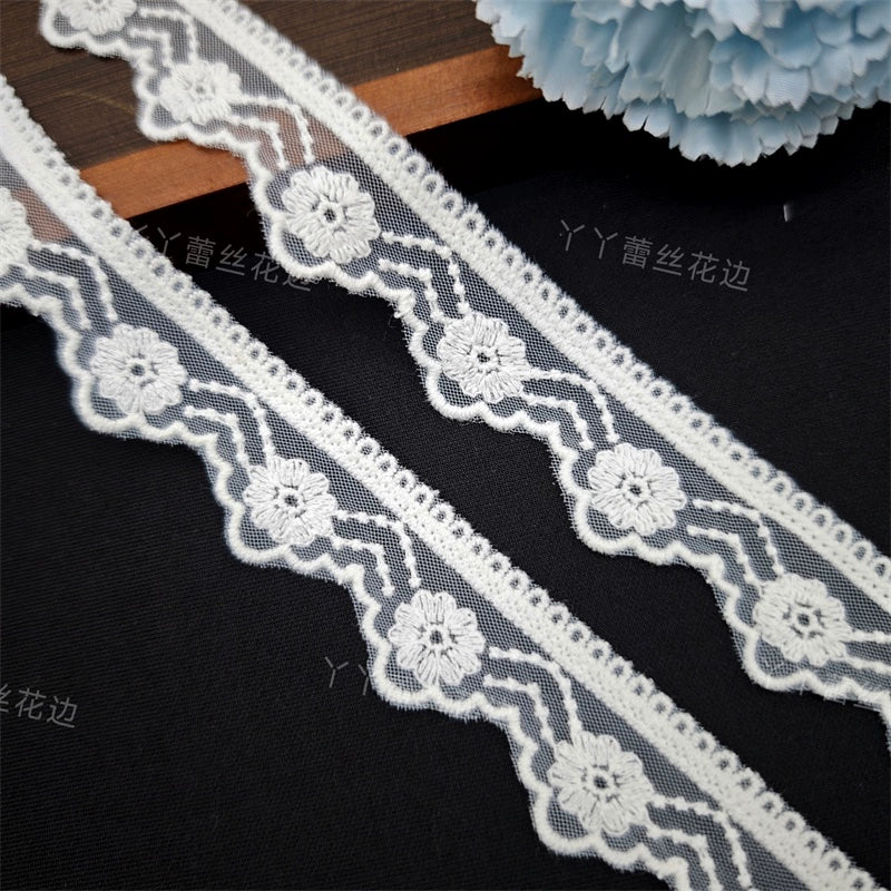 3816 Nuevo hilo de algodón pequeño encaje de rosa bordado hecho a mano DIY exquisita ropa Lolita accesorios de cuello para niños