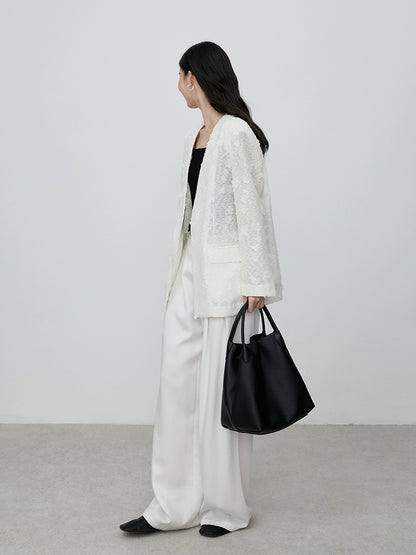 Chaqueta superior versátil de diseño premium para viajeros con traje de jacquard fino intelectual de color albaricoque de CAREMIND 