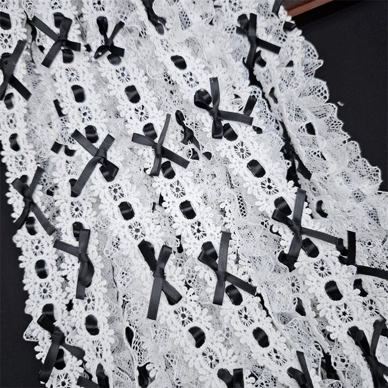 Cinturón de lolita plisado con lazo de encaje de 4 cm de ancho, 3549★, para manualidades, accesorios de encaje, bolsa para ropa, materiales hechos a mano