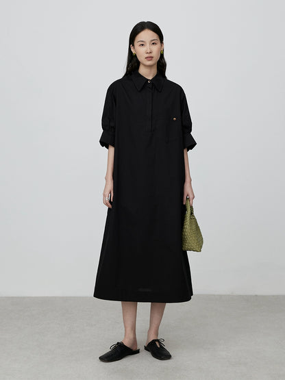 [Shirt Skirt] CAREMIND Waist Tie Skinny Shirt Skirt Blue Simple Design Dress Autumn