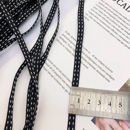 3862 Punto 0,7 cm-4 cm, cinta jacquard negra, cinta de punto de salto blanca, ribete en el borde del pantalón, tira lateral, accesorios de ropa