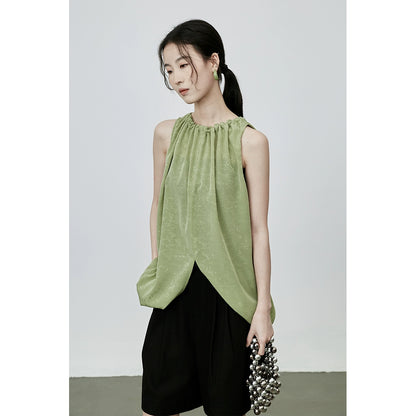 [Fragancia oscura] Chaleco sin mangas con textura de jacquard con patrón oscuro suave de CAREMIND, falda plisada estilo vacaciones 