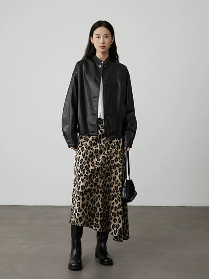 CAREMIND Chaqueta de cuero negra de temperamento retro estilo Hong Kong 2024 nueva chaqueta de cuero con silueta de agua de lavado superior simple 