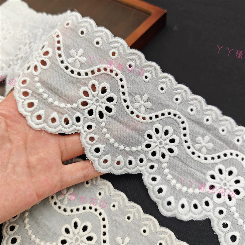 Tela de encaje europeo con bordado de algodón puro, 3801 cm de ancho y 9 cm de ancho, ideal para faldas, sofás, cortinas y empalmes.
