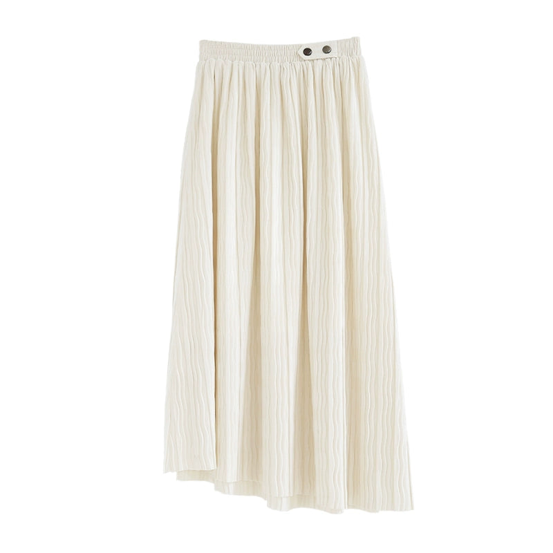 [Oferta especial por tiempo limitado] Falda plisada blanca, falda de terciopelo en forma de A para mujer, caderas delgadas, productos nuevos de otoño medianos y largos 