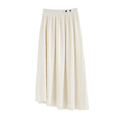 [Oferta especial por tiempo limitado] Falda plisada blanca, falda de terciopelo en forma de A para mujer, caderas delgadas, productos nuevos de otoño medianos y largos 