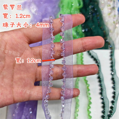 3726 Largeur 1,2 cm Nouvelle couleur Maille Cristal Perles Dentelle Accessoires, Fait Main DIY Vêtements Bordure Accessoires