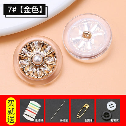 3490★ Gabardina con botones de punta de metal para mujer, botones decorativos versátiles, ropa, suéter, pijama, botones redondos grandes