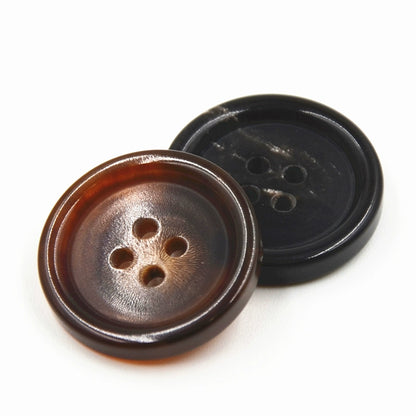 3456★ Botón de cuerno marrón negro con cuatro ojales, botón redondo con borde fino para chaqueta de cuero de traje informal formal para hombres y mujeres
