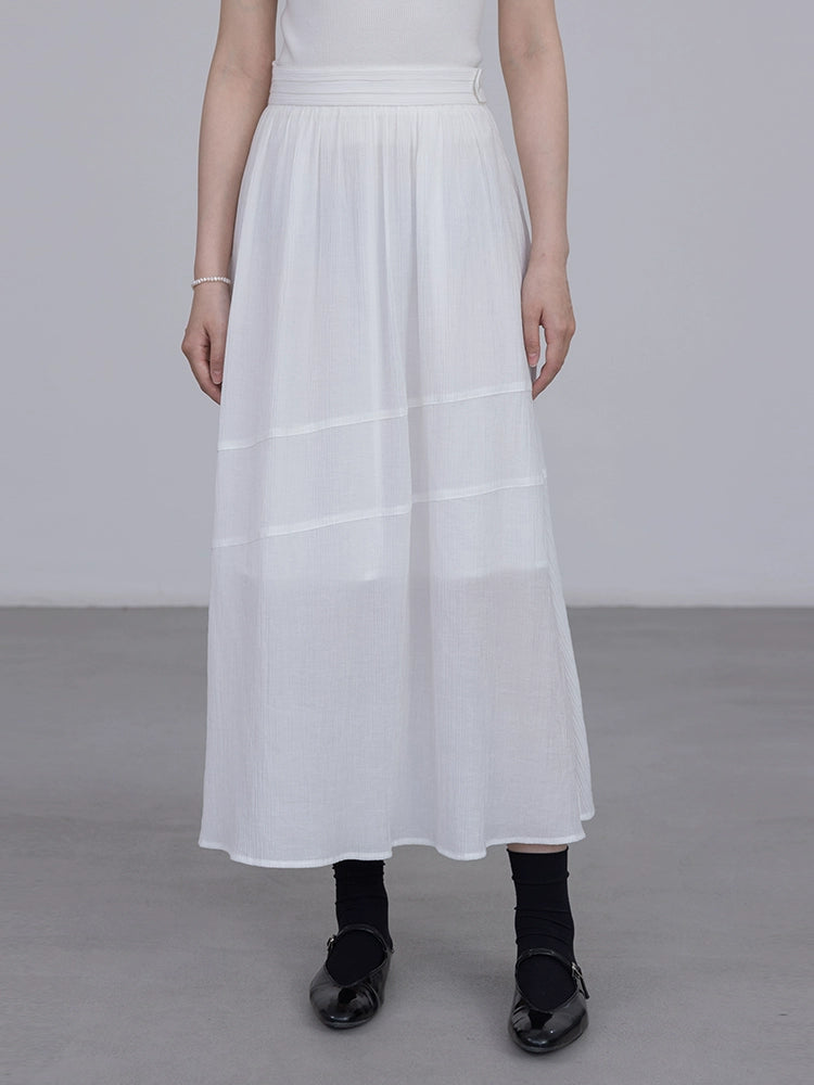 Conjunto de dos piezas de camisa de manga larga con colgante CAREMIND 24SS + falda en forma de A, sal de textura oscura 