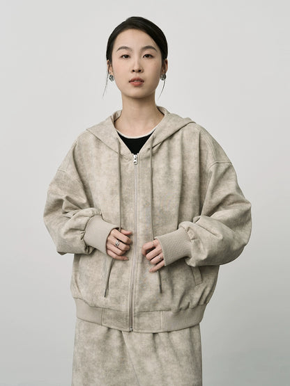 CAREMIND Nuevo conjunto de dos piezas de suéter con cremallera y capucha para mujer con traje de estilo chino 